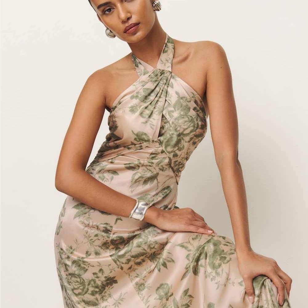 Reformation Veria Silk Maxi Dress Symphonic Brand New - Picture 3 of 10